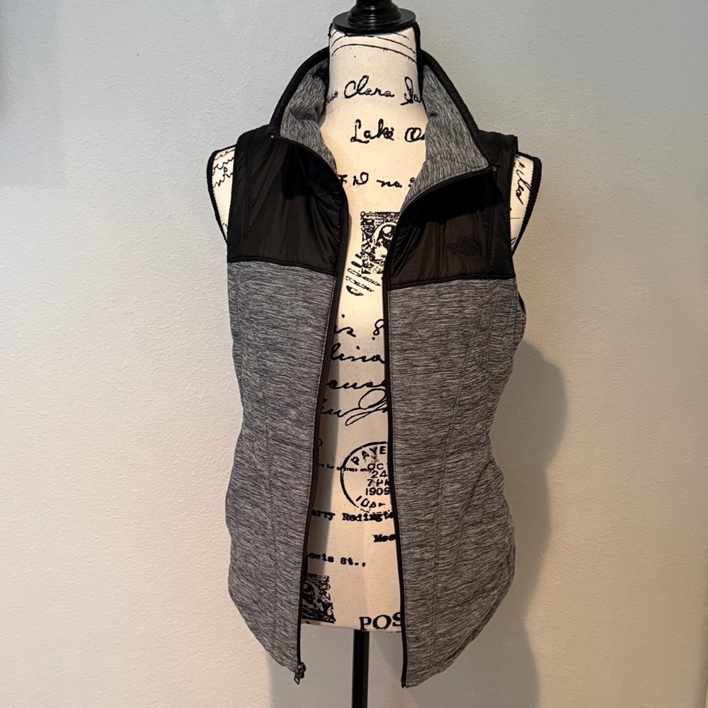 The North Face Black and Gray Quilted Panel Vest